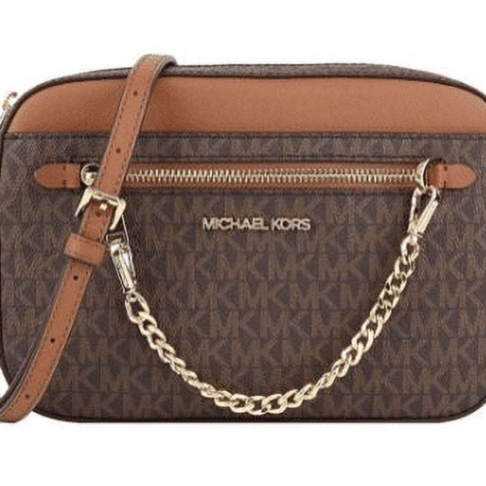 Michael Kors Tan and Brown Crossbody Bag